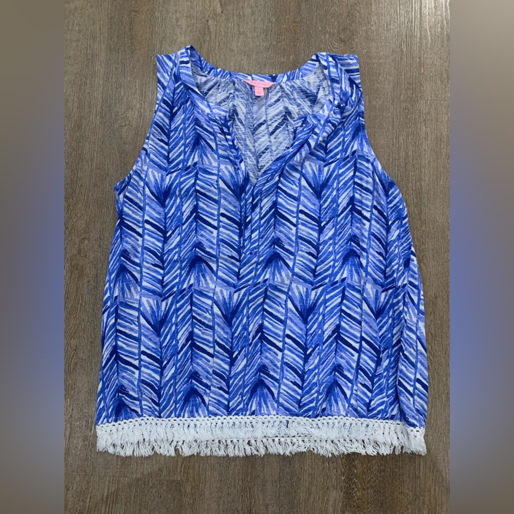 Lilly Pulitzer Blue and White Sleeveless Top